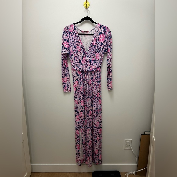 Lilly Pulitzer Nichola Maxi Dress Indigo SZ.XS Love You Bunches - Picture 2 of 5